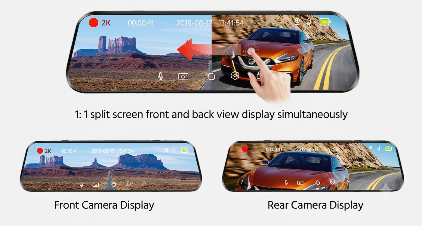 10" Full-Screen 4K + 2K Dual Dash Cam