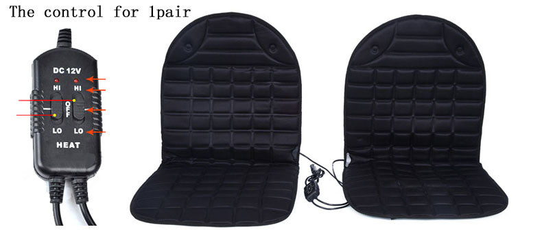 12V heated car seat cushion – black, double seat
