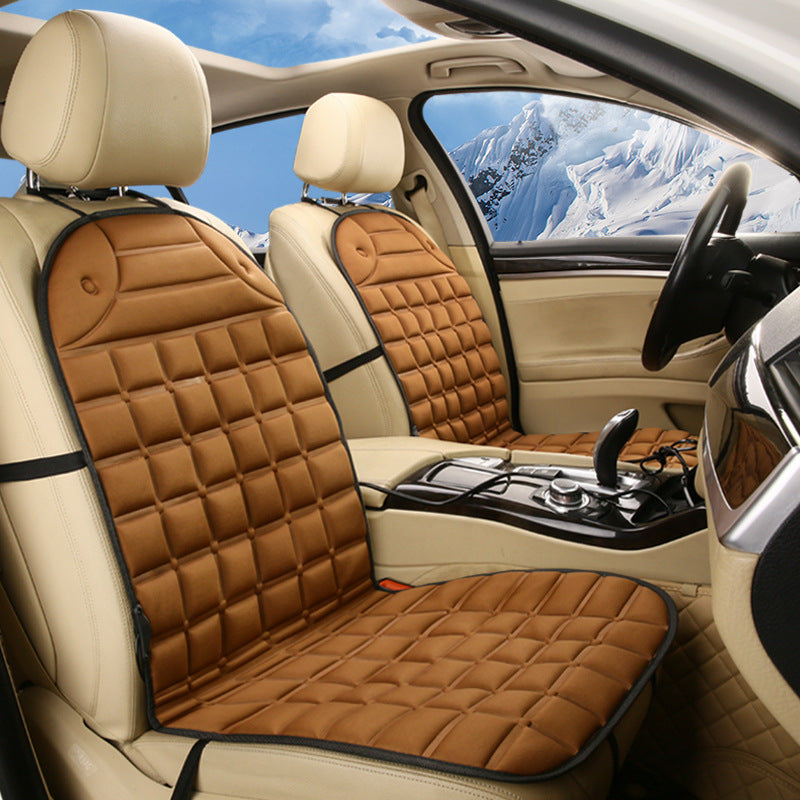 12V heated car seat cushion – brown, double seat