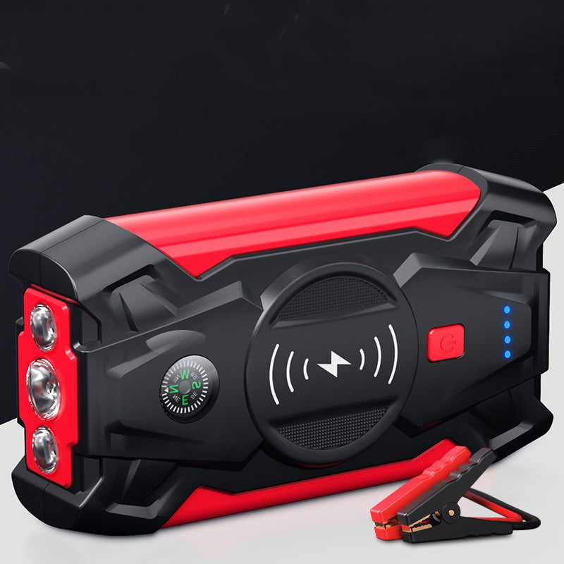 12V Car Jump Starter Kit – Standard or Deluxe, Optional Air Pump & Digital Display, Red