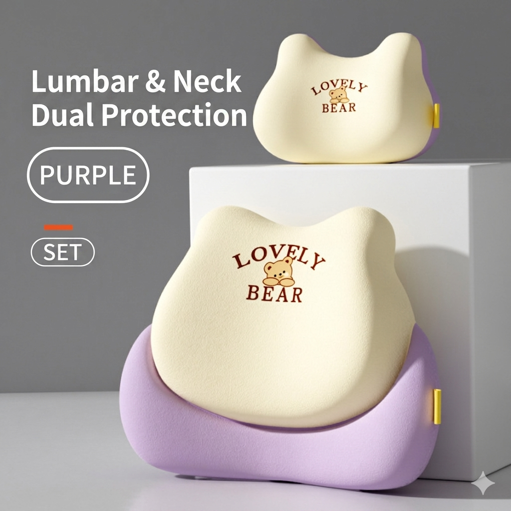 Lumbar support cushion installed on car seat back view