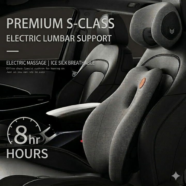 Car lumbar support cushion with vibration and memory foam headrest set