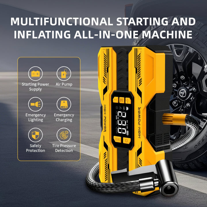 Car jump starter with air compressor