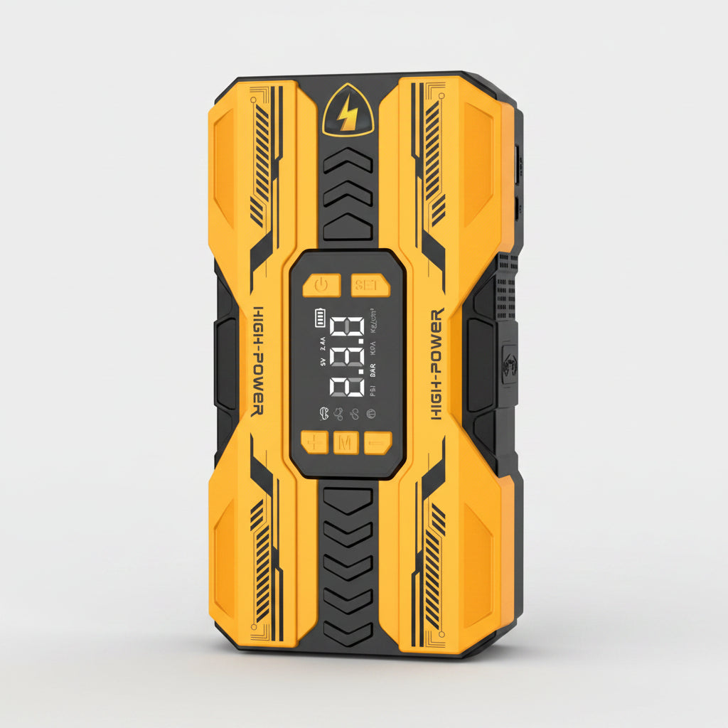 Jump box with tire inflator