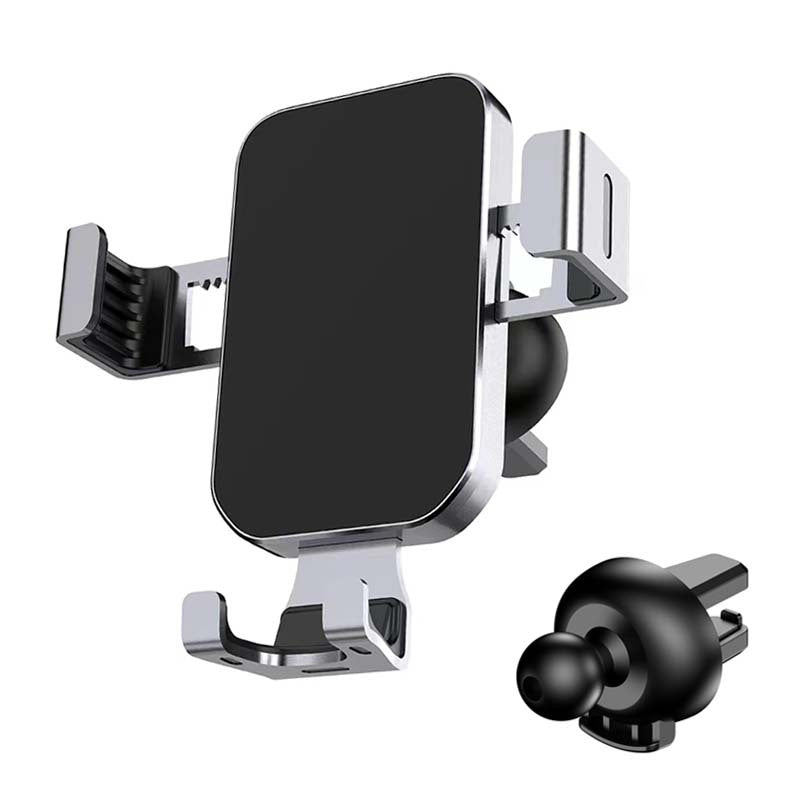 Metal Car Phone Holder with Spiral Hook Air Vent Mount, Anti-Shake Smartphone Navigation Stand for Compatible Mobile Devices