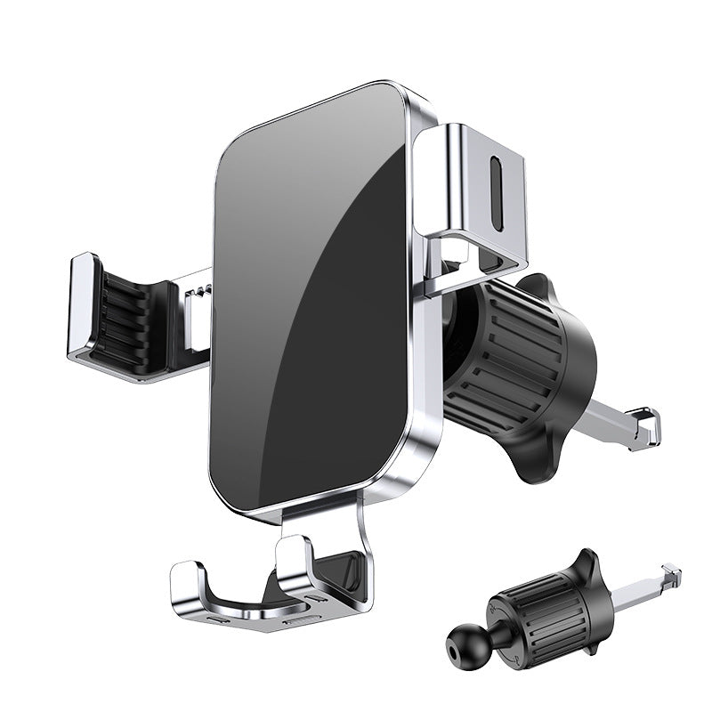 Metal Car Phone Holder with Spiral Hook Air Vent Mount, Anti-Shake Smartphone Navigation Stand for Compatible Mobile Devices