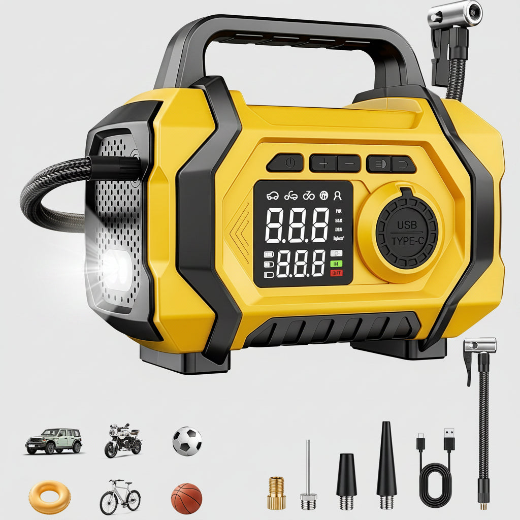 Portable car jump starter air compressor vacuum combo