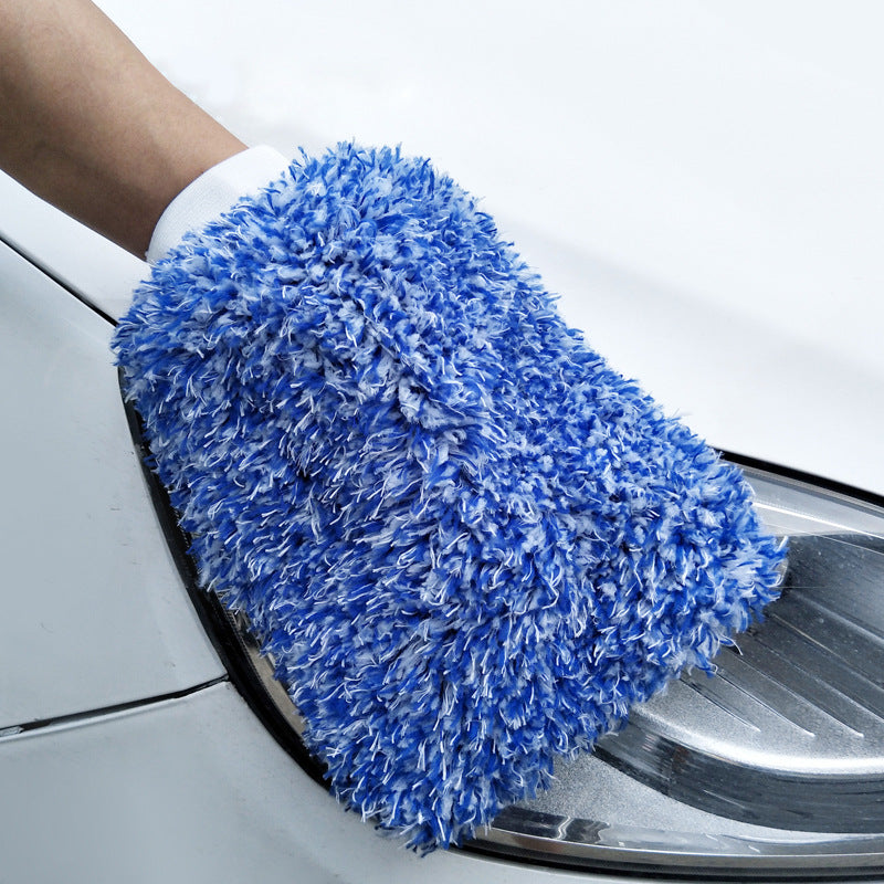 Coral Fleece Chenille Car Wash Mitt, 1 Pair – 18 x 28 cm, Blue, Gray or Red