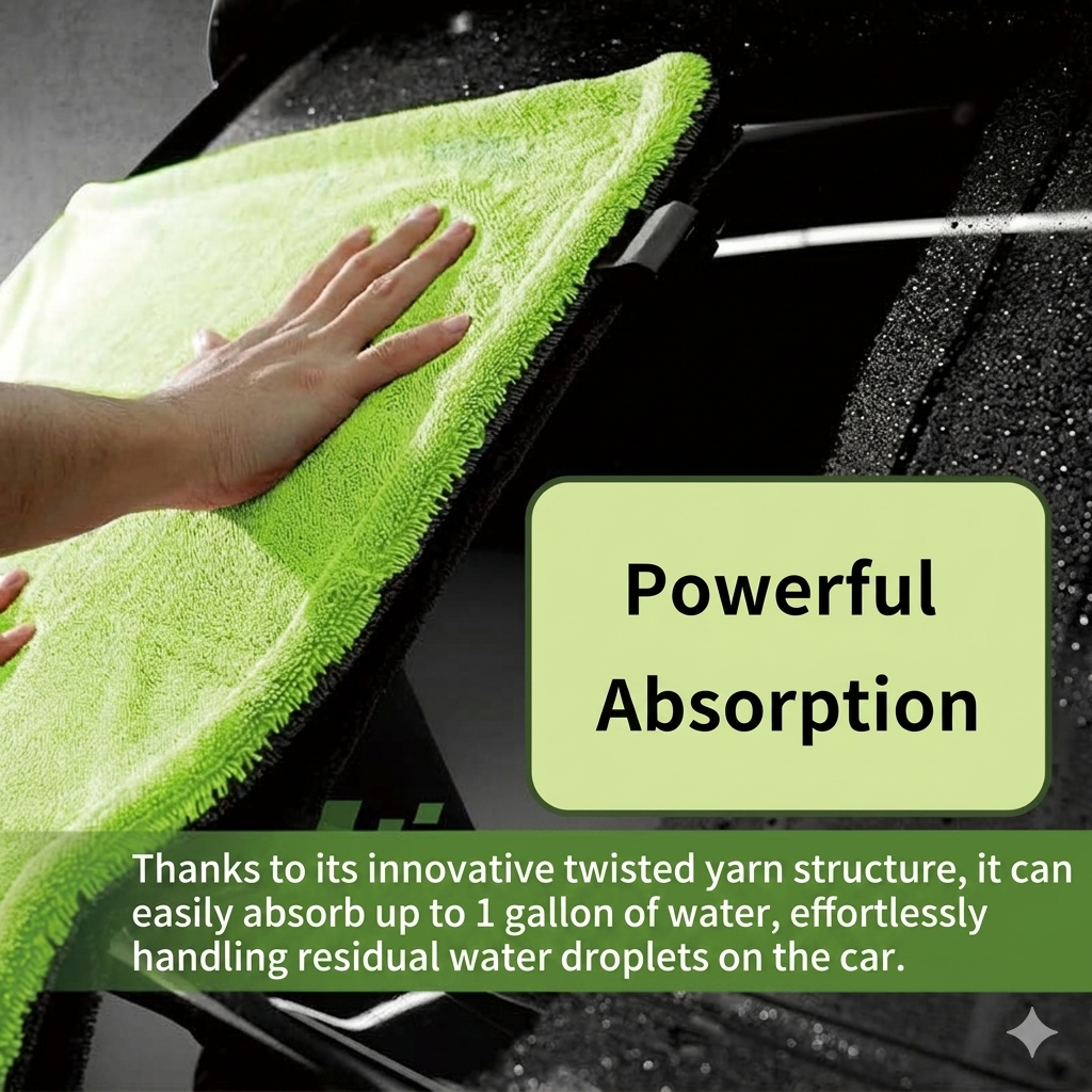 Soft microfiber cleaning cloth for car interior and exterior
