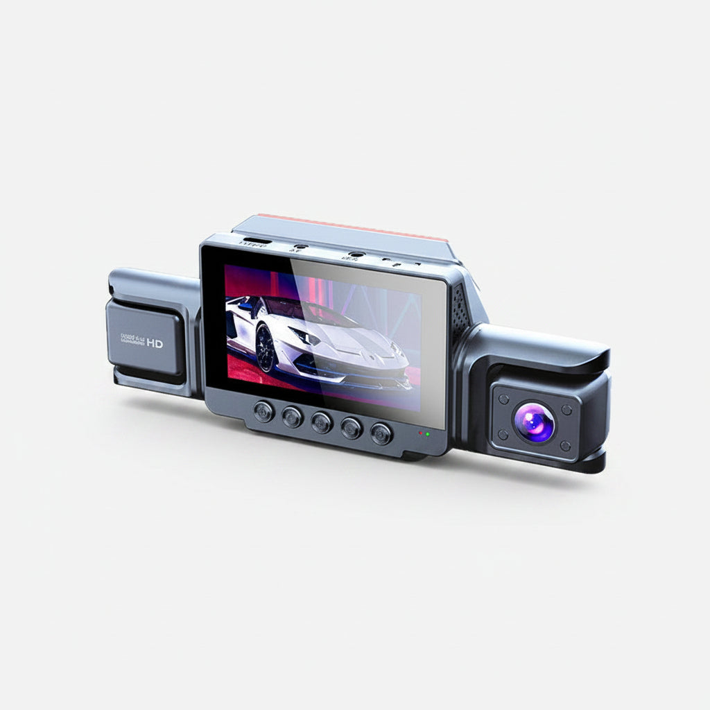 Interior and front view car camera system with parking monitor