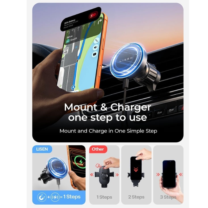Magnetic wireless charging car mount – view 4