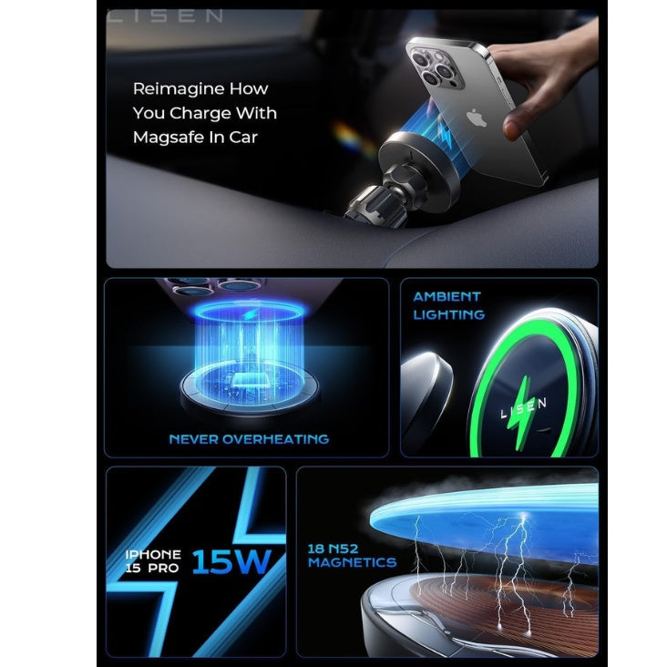 Magnetic wireless charging car mount – view 5