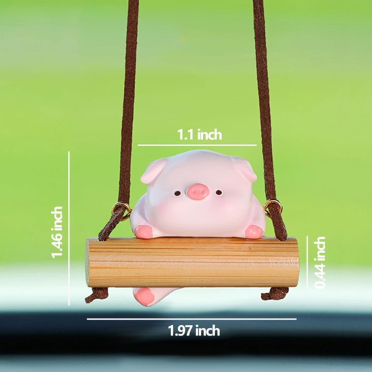 Pig on swing car ornament – view 4