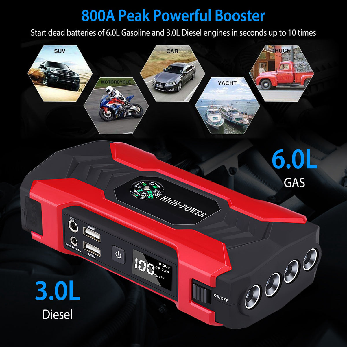 Portable car jump starter – view 6