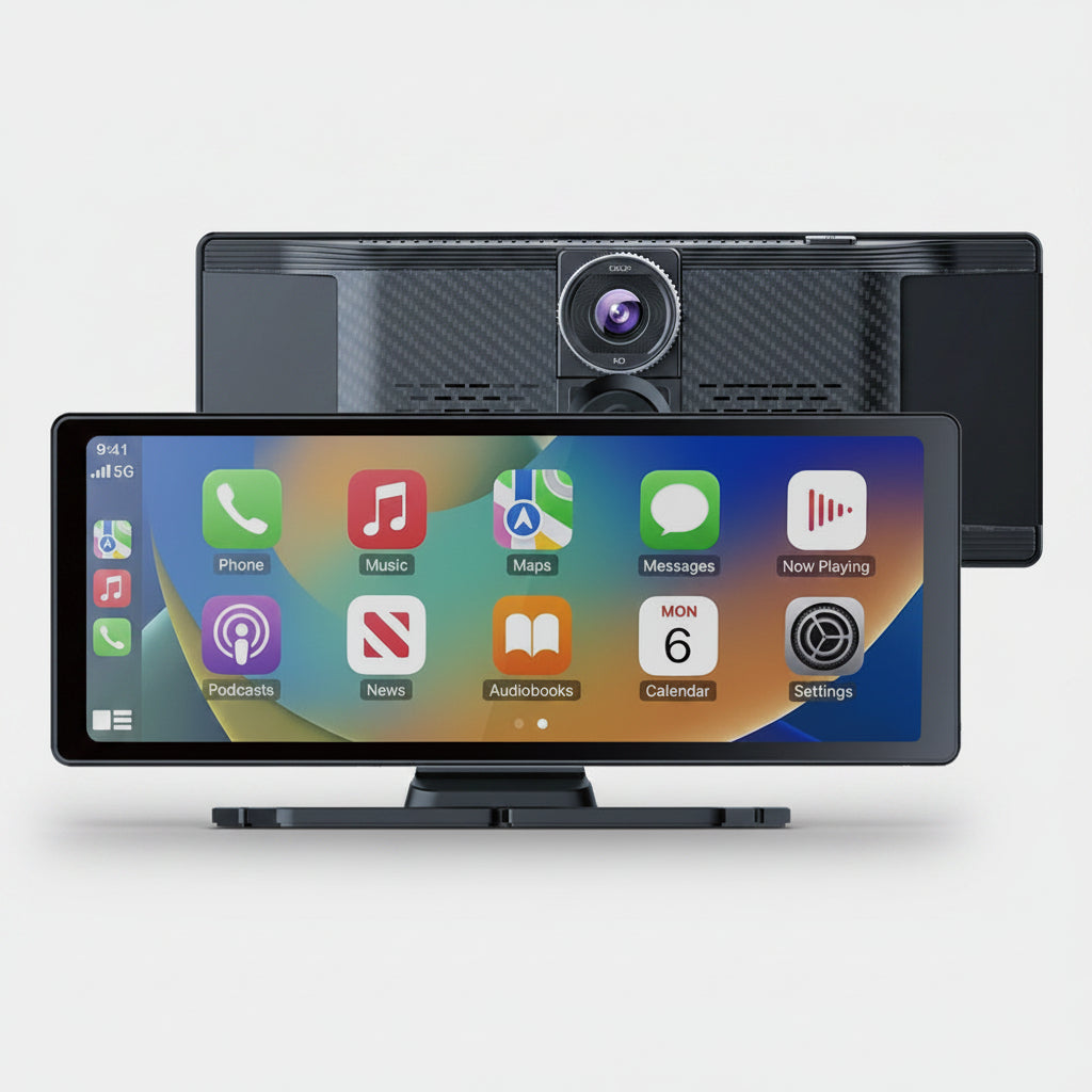 Portable CarPlay touchscreen with GPS navigation and night recording