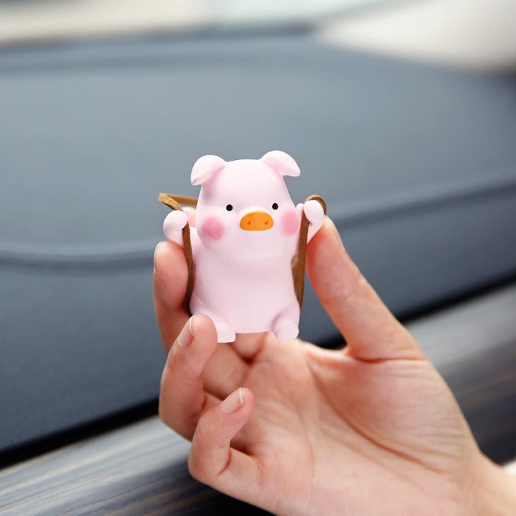 Swinging pig car mirror ornament – view 4